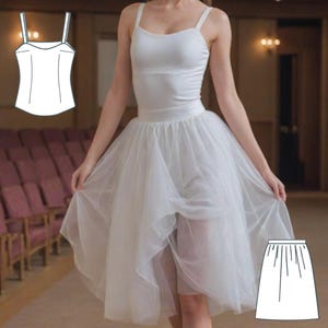 Tüll Ballerina Kleid Set Schnittmuster, Tüll Kleid, Korsett Top Schnittmuster, Raffung Rock Schnittmuster, Bustier Top, Raffung Rock, XS-4XL
