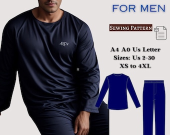 Men's Pajama Set Sewing Pattern: Sizes 36-56 (A4 A0) (PDF Pattern)