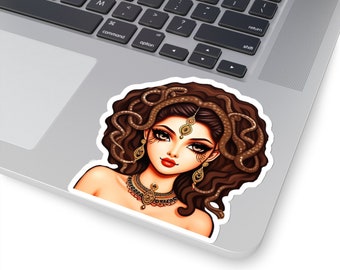 Bollywood Sticker Queen Desi Baddie Halloween Gift Cute Art Pakistani Indian Stickers For Him For Her Modern Illustration Jewelry Brown Girl