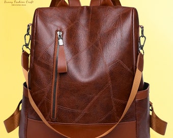 Soft Leather College Women's Backpack Designer Packbag for Travel, School, Teen Girls Shoulder Bag