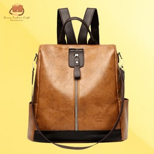 Chic & Secure: Stylish Anti-theft PU Leather Women's Backpack - Famous Brand, High Quality, Large Capacity for Fashionable Travel