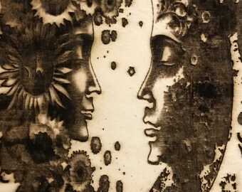 SunFlowers and Moon Wood Postcard