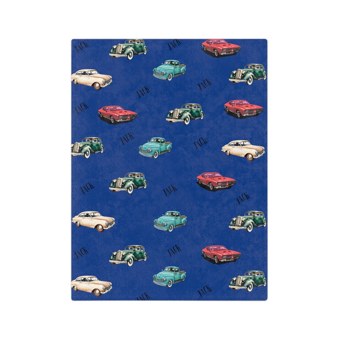 Customizable Velvet Soft Minky Kids Car Blanket Vintage Car Blanket