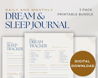 Dream Journal | Sleep Journal | Dream Tracker | Sleep Tracker | Sleep Log | Sleep Diary Template | Sleep Diary | Monthly Sleep Tracker