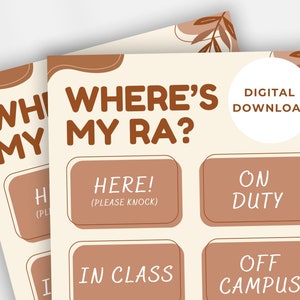 RA Door Sign | RA Door Decs | Dorm Staff | Where&#39;s my RA | College Dorm Sign | Dorm Door | Resident Advisor | Boho Door Sign
