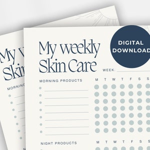 Skincare Routine | Skincare Tracker | Skincare Planner | Weekly Skincare | Self Care | Printable | Morning Routine | Night Routine | Beauty