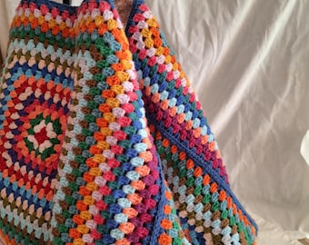 XXL Crochet Weekender Bag: Boho Travel Tote, Cotton Blend Yarn, Vegan Leather Handles