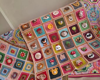 Handgestrickte Baby Decke aus Bio Baumwolle: Tier Amigurumi Überwurf