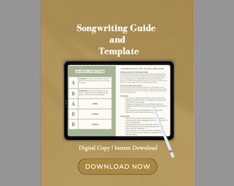 Songwriting Template + Guide - Lyric Writing Tips - Music Composition Workbook - Instant Download