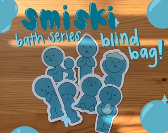 Bolsa sorpresa de pegatinas de la serie Smiski Bath / Pegatina misteriosa / Brillante e impermeable