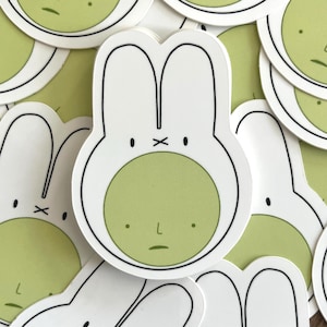 Miffy Hat Smiski Sticker | sticker lapin x vert | Sticker mat imperméable en vinyle