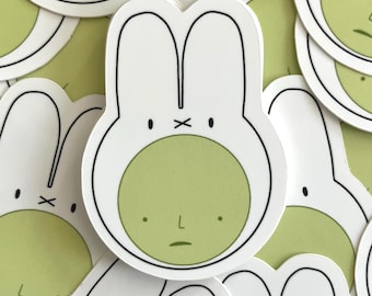 Adesivo Smiski con cappello Miffy / Ragazzo verde x Coniglio / Opaco e impermeabile