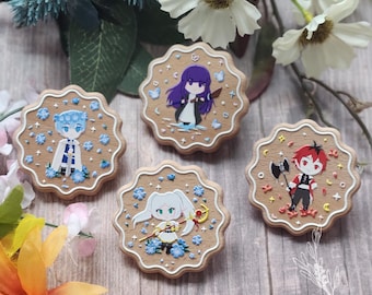 Elven Mage Party Cookie Wood Pins | 1.25" Embossed Wood Pin | Hero | Warrior | Flower Mage | Butterfly Mage