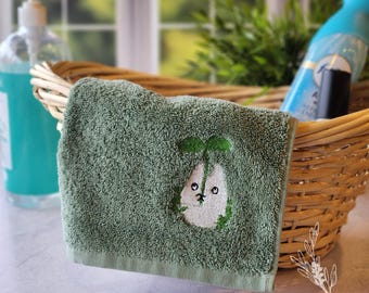 Totoro Hand Towel | Embroidered Hand Towel | Forest Spirit