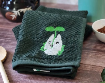 Totoro Kitchen Towel | Embroidered Tea Towel | Forest Spirit