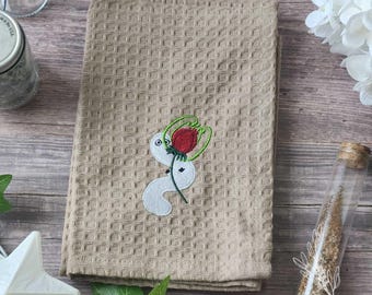 Witch Bug Kitchen Towel | Embroidered Tea Towel | Brush Companion