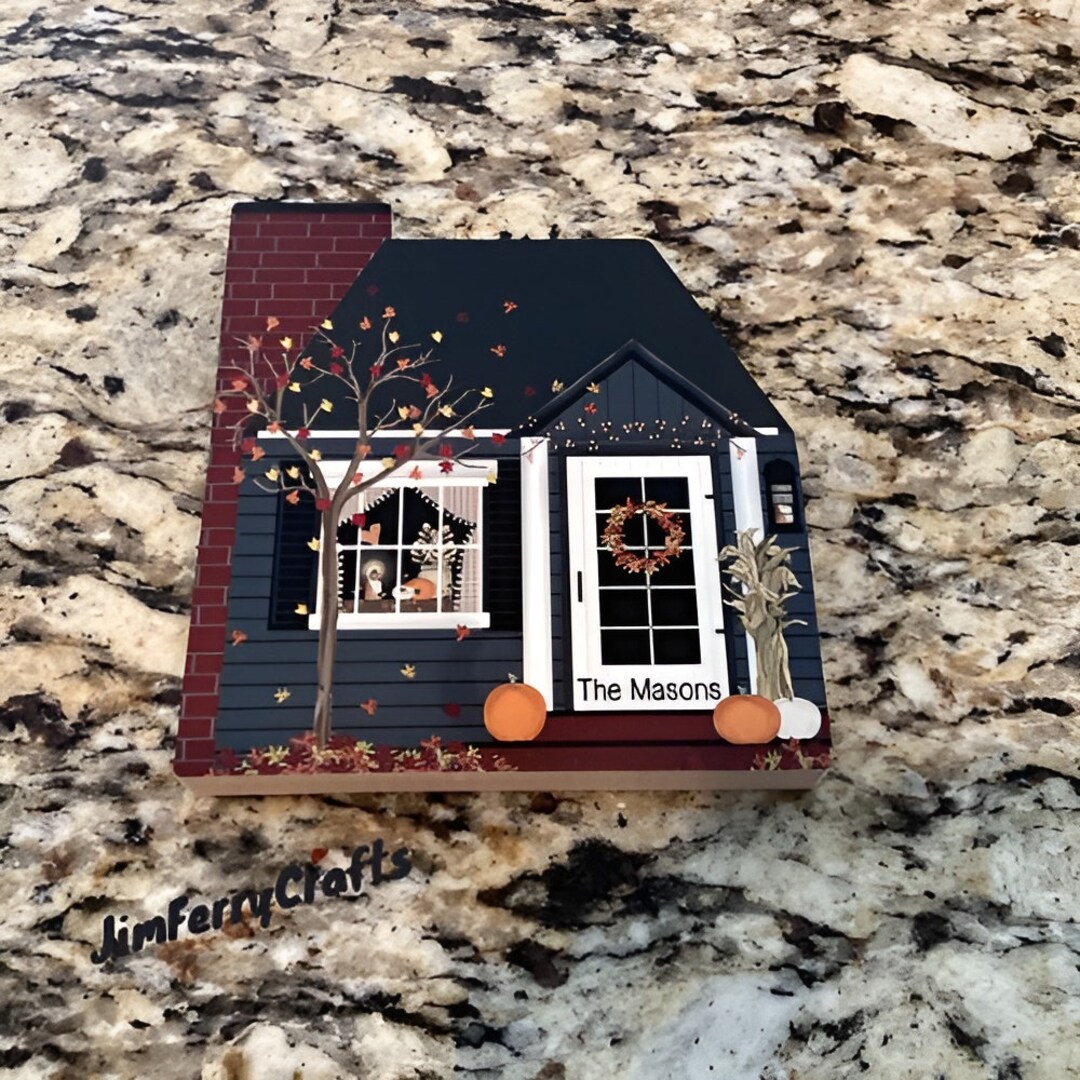 Fall House Blue Fall House Block Fall Colors House Fall Tree Leaves Blue - Etsy