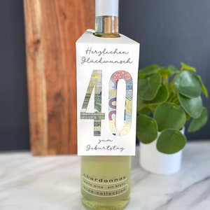 Cadeau d'argent Bouteille de vin d'anniversaire Image d'argent minimaliste Réalisateur de souhaits PDF Dernière minute Anniversaire 40 - également 18 20 30 40 50 possible