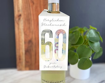 Geldgeschenk Geburtstag Wein Flasche Minimalistisch Geld Bild Wunscherfüller PDF Last Minute Birthday 50 - auch 18 20 30 40 60 möglich