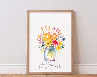 Mother's Day Gift Handprint Children Baby Grandma Grandpa Mother's Day Gift DIY Flowers Bouquet Colorful