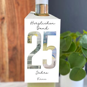 Cadeau en espèces anniversaire entreprise bouteille de vin minimaliste argent photo exauceur de souhaits PDF Dernière minute 40 - également 18 20 30 40 50 possible