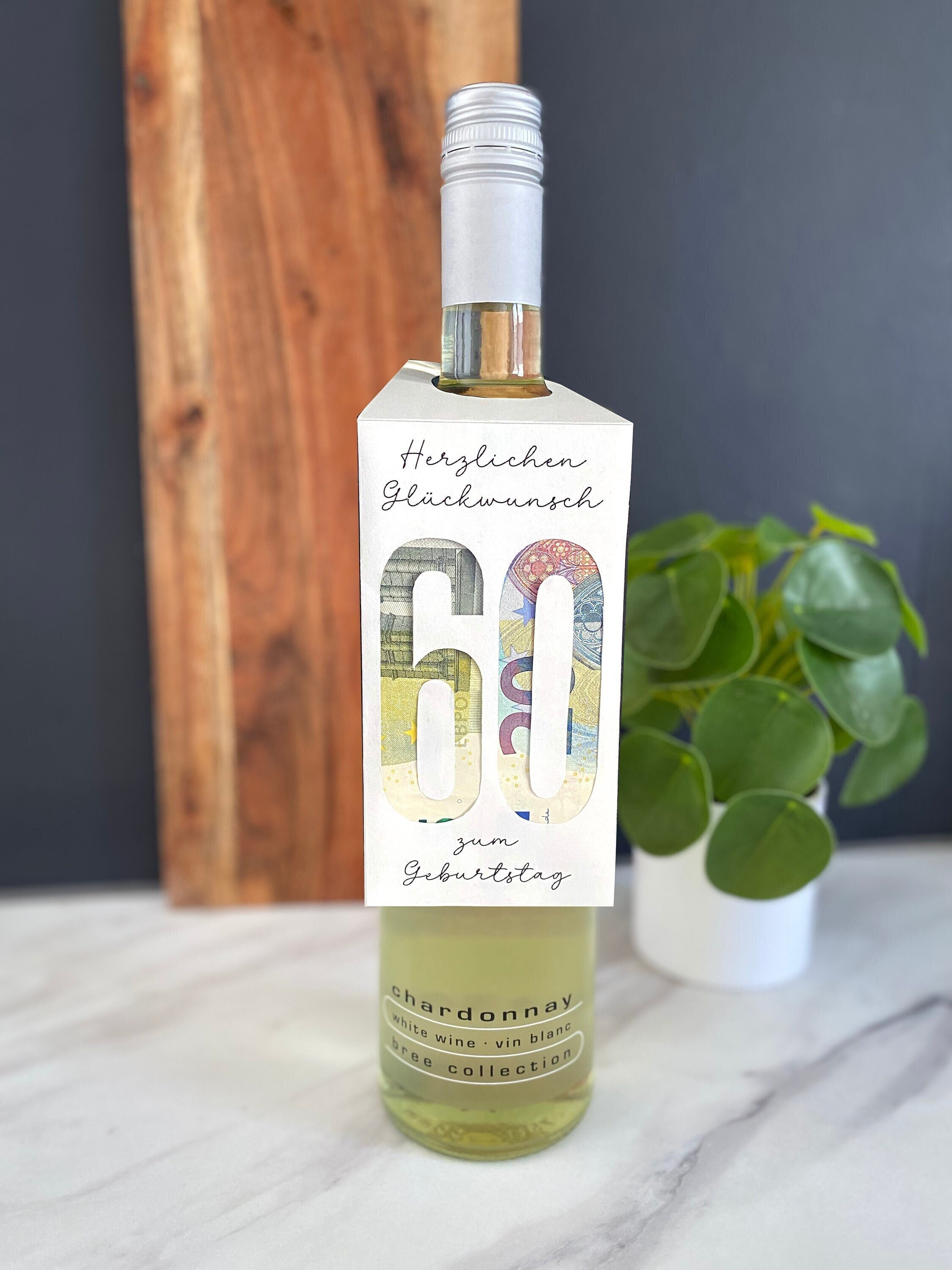 Handgemachte Geburtstagskarte Zum 60. – Champagner-Design Mit Gold-glitzernder „60“