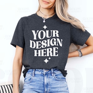 Bella Canvas 3001 Dark Grey Heather Tshirt Mockup BC 3001 Dark Grey ...