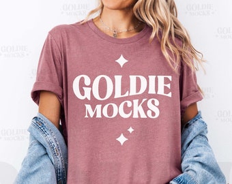 Bella Canvas 3001 Heather Mauve Shirt Mockup | BC 3001 Mauve T-shirt Mock-up | Real Model Mock | Minimal Neutral Untucked Tshirt Aesthetic