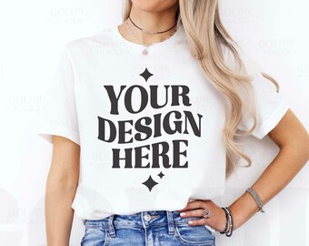 Bella Canvas 3001 White Tshirt Mockup | 3001 White Shirt Mock-up | Real Model Mock | Simple Easy Neutral Minimal Casual Trendy Aesthetic Tee