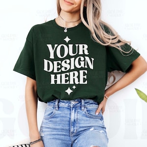 Gildan 5000 Forest Green Tshirt Mockup | G500 Forest Green T-shirt Mockup | Real Model Mock | Gildan Simple Casual Minimal Neutral Tee Shirt