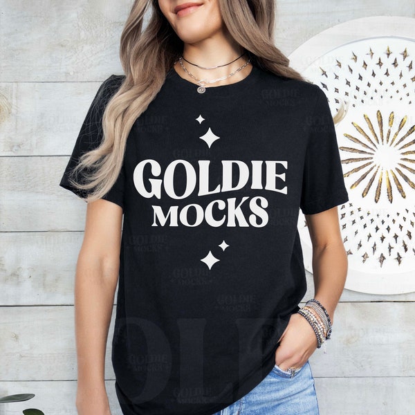 Bella Canvas 3001 Black Tshirt Mockup | 3001 Black Shirt Mockup | Real Model Mock | Simple Basic Neutral Aesthetic Bella Canvas Black Tee