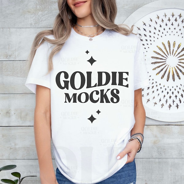 Bella Canvas 3001 White Tshirt Mockup | 3001 White T-shirt Mockup | Real Model Mock | Simple Aesthetic Minimal White Bella Canvas Shirt Mock