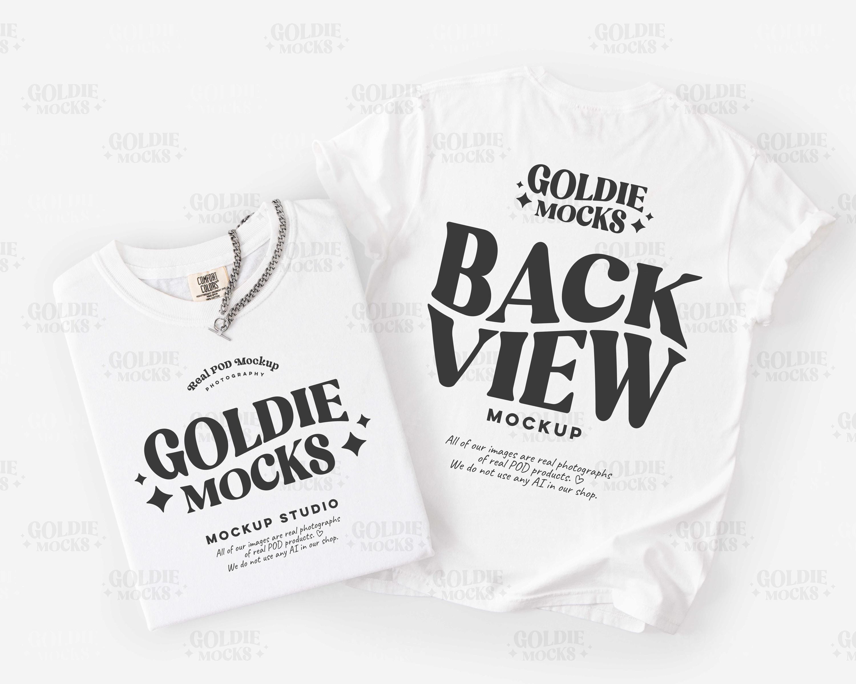 Comfort Colors C1717 White Tshirt Front Back Mockup | 1717 White T