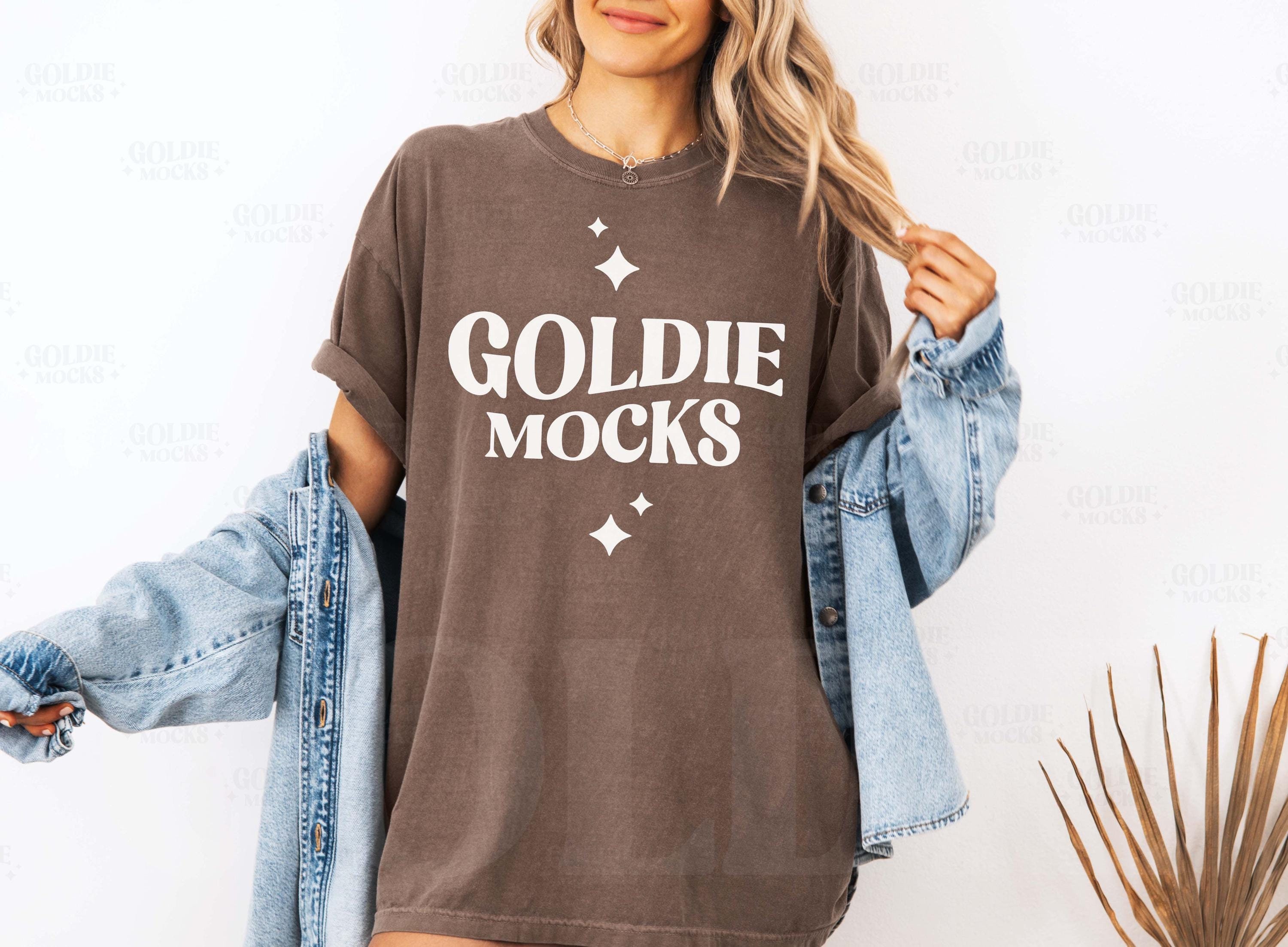 Comfort Colors C1717 Espresso Shirt Mockup | CC 1717 Brown T-shirt Mock-up | Real Model Mock | Casual Trendy Long Tshirt Dress Aesthetic