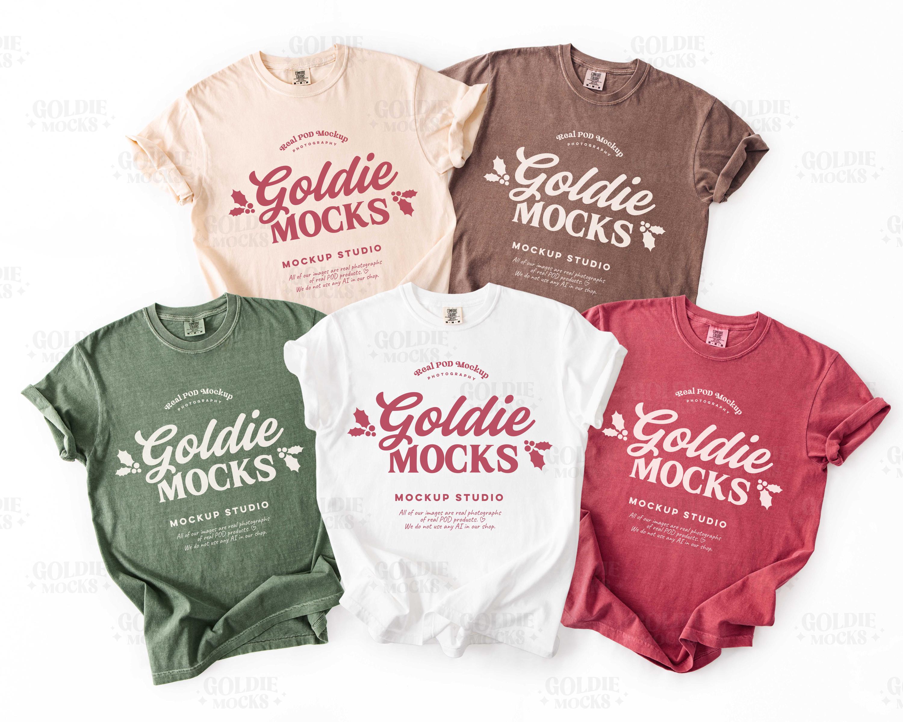 Comfort Colors C1717 Group Shirt Mockup | 1717 White Ivory Crimson