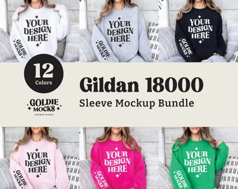 Gildan 18000 Sleeve Mockup Bundle | G180 Sweatshirt Sleeve Mock-up Bundle | Real Model Mock | Minimal Simple Gildan 180 Arm Sleeve Mockup