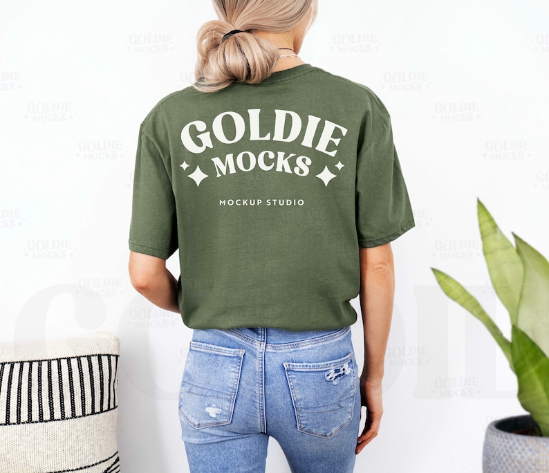 Gildan 64000 Tshirt Back Mockup Bundle | Back G640 T-Shirt Mock-up Bundle | Real Model Mock | Back View Neutral Simple Gildan 640 Tee Shirt image 8