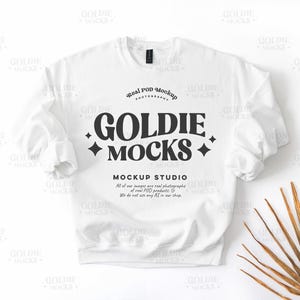 Gildan SF000 White Sweatshirt Mockup | SF000 White Crewneck Flat Lay Mock-up | Real Flatlay Mock | Simple Minimal Neutral Boho Aesthetic