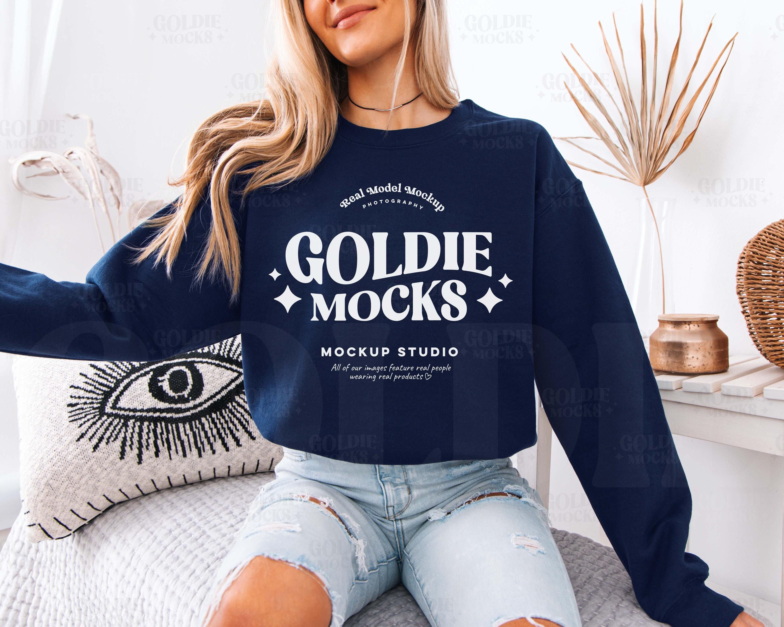 Navy Blue Sweatshirt Embroidered - Etsy