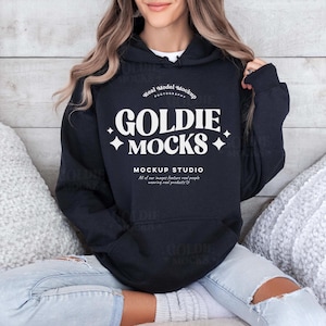 Gildan 18500 Black Hoodie Mockup | G185 Hooded Sweatshirt Mockup | Model Mock | Gildan 18500 Hoodie | Basic Simple Black Hoodie Mock