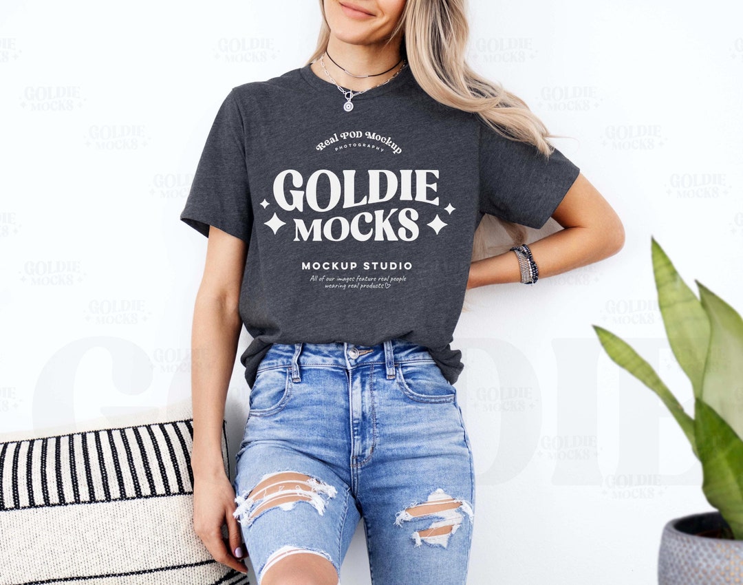 Bella Canvas 3001 Dark Grey Heather Tshirt Mockup | BC 3001 Dark Grey ...