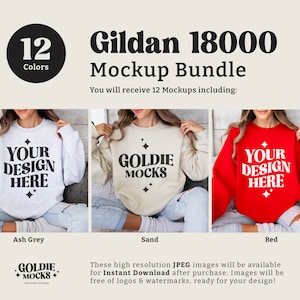 Gildan 18000 tröja mockup-paket | G180 rund hals mockup-paket | Modellmockup | Neutral Casual Enkel Höst Vinter Gildan 18000 mockups bild 3