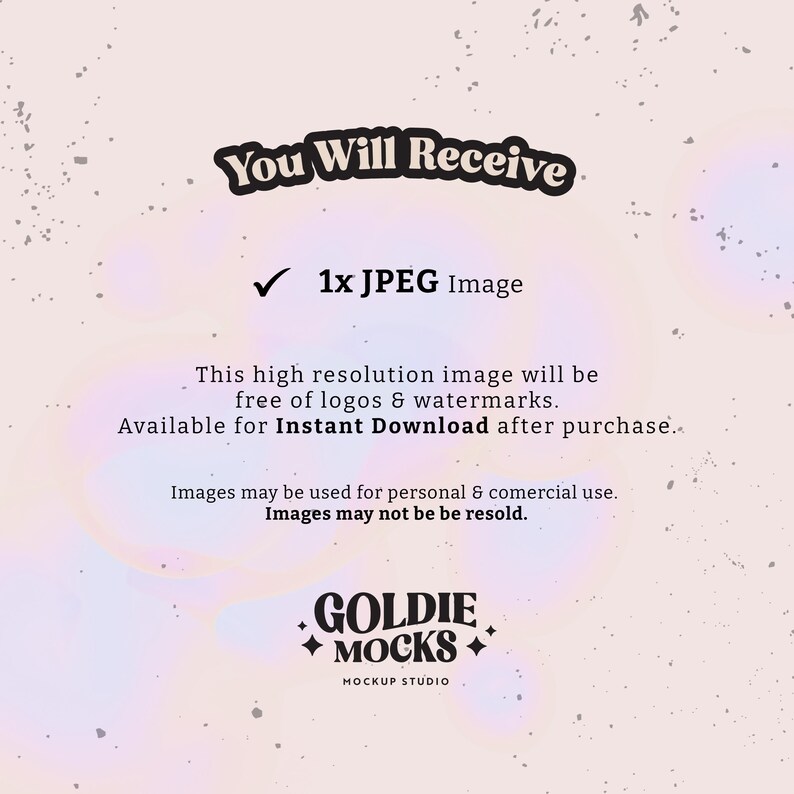 May include: A digital download of a high-resolution JPEG image. The image is free of logos and watermarks. It is available for instant download after purchase. Images may be used for personal and commercial use, but may not be resold. The text "You Will Receive 1x JPEG Image" is displayed in a retro-style font.