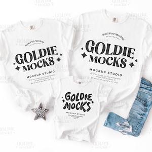 Komfortfärger Vit Familjemockup | 9018 1717 Gruppmockup för vuxna och barn | C1717 C9018 Matchande gruppflatlay | Minimalistisk neutral flatlay