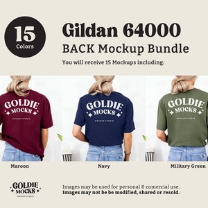 Gildan 64000 Tshirt Back Mockup Bundle | Back G640 T-Shirt Mock-up Bundle | Real Model Mock | Back View Neutral Simple Gildan 640 Tee Shirt image 4