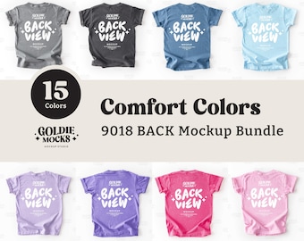 Comfort Colors C9018 Tshirt Back Mockup Bundle | Back View 9018 Youth T-Shirt Mock Bundle | Real Photo | Simple Minimal Neutral Basic Kids