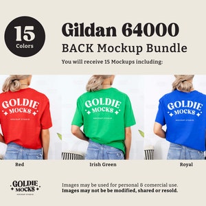 Gildan 64000 Tshirt Back Mockup Bundle | Back G640 T-Shirt Mock-up Bundle | Real Model Mock | Back View Neutral Simple Gildan 640 Tee Shirt image 6