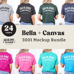 Bella Canvas 3001 Tshirt Back Mockup Bundle | BC 3001 Shirt Back View Mock-up Bundle | Real Model Mock | Minimal Back of T-Shirt Mockups image 1