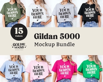 Gildan 5000 Tshirt Mockup Bundle | G500 T-Shirt Mock-up Bundle | Real Model Mock | Neutral Simple Spring Summer Gildan 5000 Tee Shirt Mocks