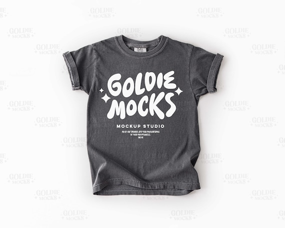 Comfort Colors C9018 Pepper Tshirt Mockup | 9018 Grey Youth T-Shirt Mock-up | Real Product Mock | Simple Minimal Neutral Basic Kids Tee Mock